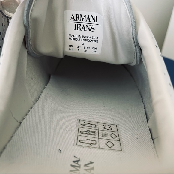 AJ ARMANI JEANS Genuine Bianco-white Sneaker Trainers Mens Shoes Size UK 8 - Picture 10 of 10